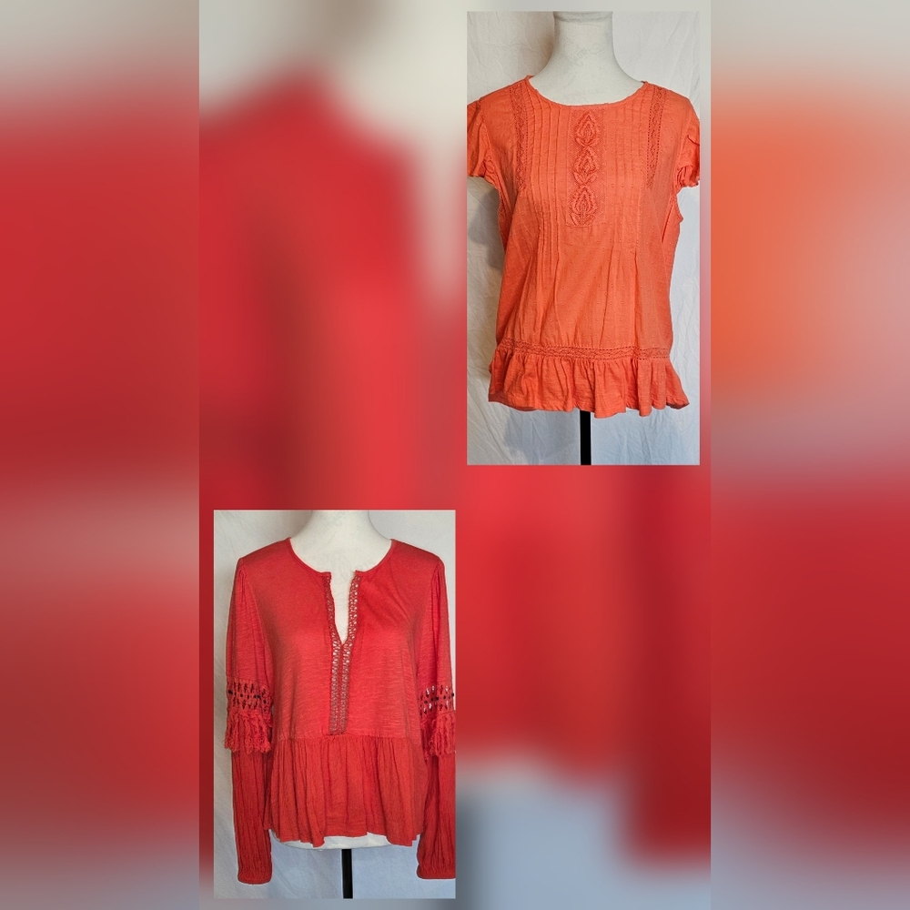 *EUC* 2 Lucky Brand Coral Blouses